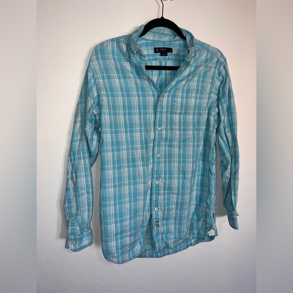 Cremieux Classico Mens Collard Button Up Blouse Med (Small Stain) - Picture 6 of 7